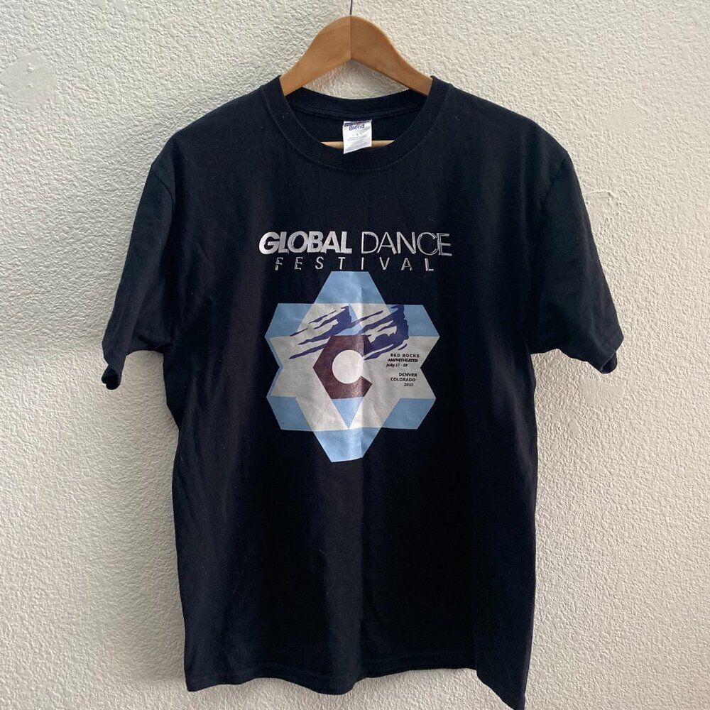 Global Dance Festival Red Rocks Amphitheater Denver 2015 T-Shirt Jerzees Black